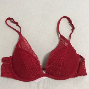 Victoria’s Secret Red Lace Plunge Bra